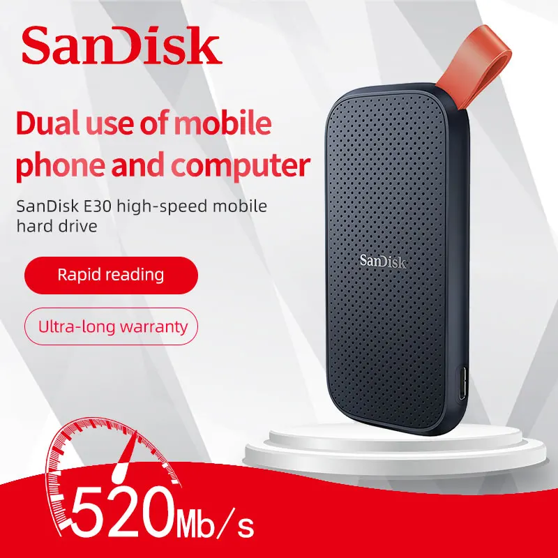 Sandisk Festplatte Mobile SSD E30 1TB 480GB 520m USB 3,1 HD 2TB externe Festplatte für Laptop mobile