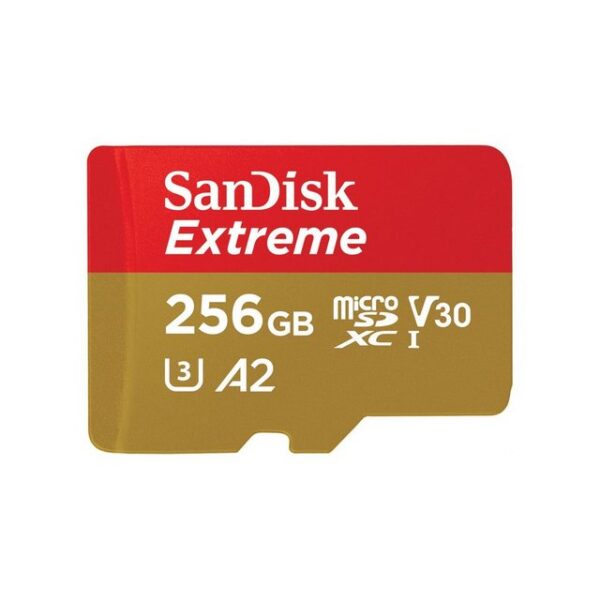 SanDisk microSDXC Extreme 256 GB Klasse 3 UHS-I V30 160 MB/s 90 MB/sHighlightsKapazität: 256 GB Flash-Memory-Klasse: Klasse 3Lesegeschwindigkeit: 160 MB/sSchreibgeschwindigkeit: 90 MB/sInterner Speichertyp: UHS-IUHS Speed Klasse: Class 1 (U1)Video-Geschwindigkeitsklasse: V30Betriebstemperatur: -25 - 85 °CTemperaturbereich bei Lagerung: -40 - 85 °C