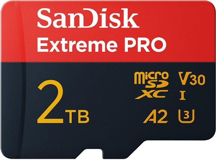 SanDisk Extreme Pro – Flash-Speicherkarte (SD-Adapter inbegriffen) – 2 TB – A2 / Video Class V30 / UHS-I U3 – microSDXC UHS-I (SDSQXCD-2T00-GN6MA)