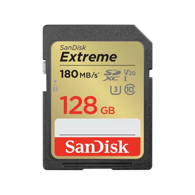 Sandisk SDXC Extreme 128GB (180/90 MB/s R/W) + 1 Jahr RescuePRO Deluxe Speicherkarte