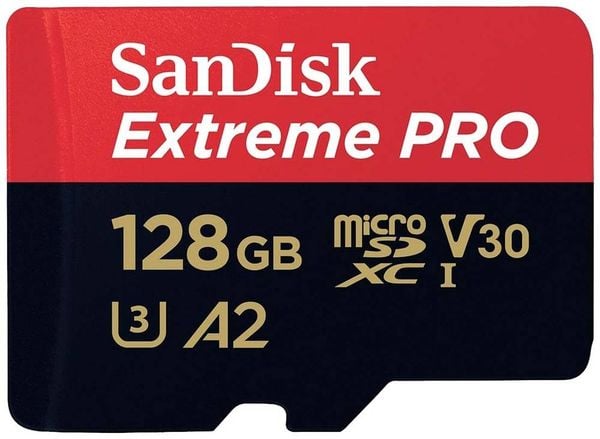 SanDisk Extreme PRO microSDXC-Karte 128 GB Class 10, UHS-I, v30 Video Speed Class stoßsicher, Wasserdicht