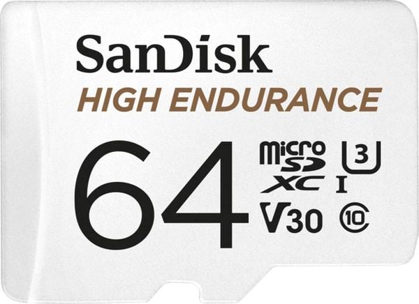 SanDisk High Endurance Monitoring miniSDXC-Karte 64 GB Class 10, UHS-I, UHS-Class 3, v30 Video Speed Class inkl. SD-Adapter