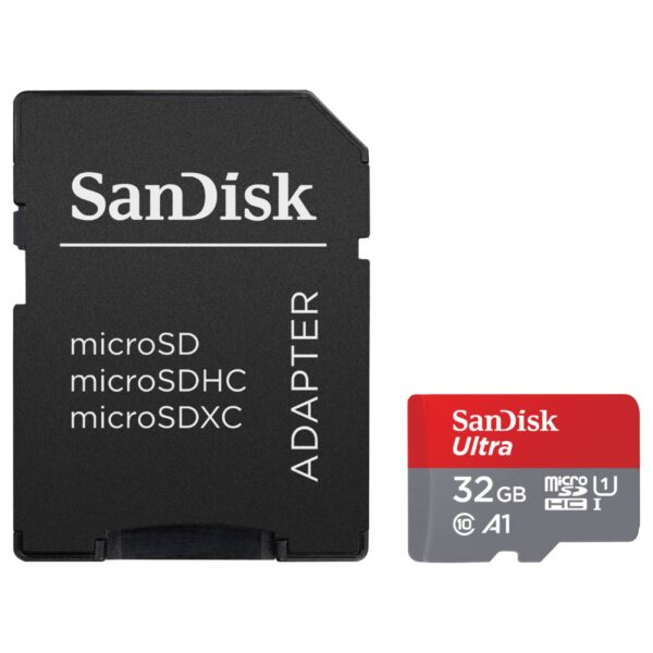 SanDisk Ultra A1 (2020) - microSD Karte - Partnerprogramm:Nein - Grading:Neuware - Zustand:Neu - Datenspeichergröße 1:32 GB - Datenspeicher:32 GB microSDXC - Produkttyp:microSD Karte - Max. Lesegeschwindigkeit:120 MB/s - Max. Schreibgeschwindigkeit:120 MB/s - Spannung: 2