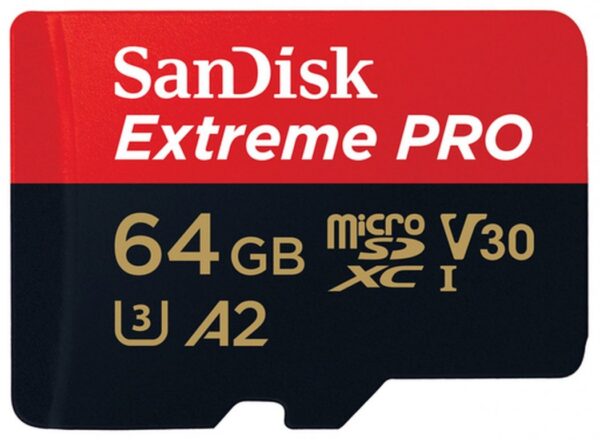 Erstklassige 64 GB PRO microSDXC-Karte + SD Adapter mit einer Lesegeschwindigkeit bis zu 200 MB/S ermöglicht die Aufnahme von hochauflösenden 4K-UHD-Videos.