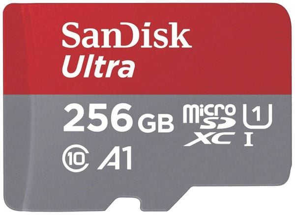 SanDisk microSDXC Ultra 256GB (A1/UHS-I/Cl.10/150MB/s) + Adapter „Mobile“ microSDXC-Karte 256 GB A1 Application Performance Class, UHS-Class 1