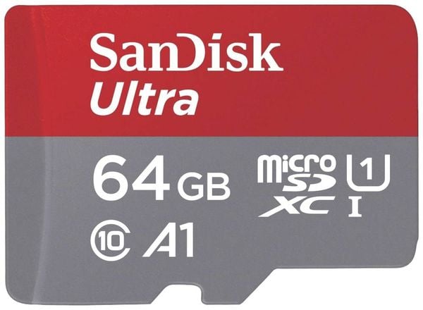 SanDisk microSDXC Ultra 64GB (140MB/s A1 Cl. 10 UHS-I) + Adapter „Tablet“ microSDXC-Karte 64 GB A1 Application Performance Class, UHS-Class 1