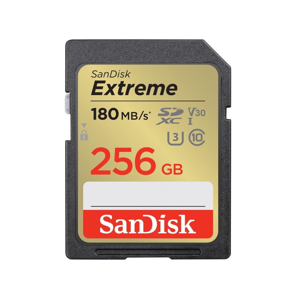 Sandisk Speicherkarte »SDXC Extreme 256GB (180/130 MB/s R/W), 1 Jahr RescuePRO Deluxe«, (UHS Class 3 180 MB/s Lesegeschwindigkeit)