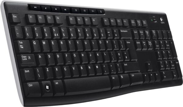 Kurzinfo: Logitech Wireless Keyboard K270 - Tastatur - 2.4 GHz - US Gruppe Tastaturen Hersteller Logitech Hersteller Art. Nr. 920-003736 EAN/UPC 5099206032835 Produktbeschreibung: Logitech Wireless Keyboard K270 - Tastatur - US Gerätetyp Tastatur - drahtlos Schnittstelle 2.4 GHz Kabelloser Empfänger Kabelloser Empfänger (USB) Layout US Anzahl Hotkeys 8 Tastaturkurzbefehl-Funktion Browsen im Internet