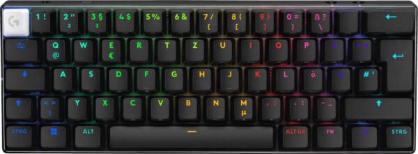 Logitech G PRO X 60 - Tastatur - Gaming - 60% - TKL - Hintergrundbeleuchtung - kabellos - 2.4 GHz, Bluetooth - QWERTZ - Deutsch - Tastenschalter: Tactile - Schwarz (920-011905)