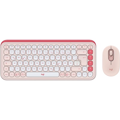 Logitech Pop Icon Combo Tastatur mit Maus, Rosa und Offwhite