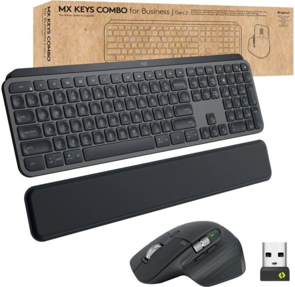 Kurzinfo: Logitech MX Keys Combo for Business - Tastatur-und-Maus-Set - hinterleuchtet - kabellos - Bluetooth LE - QWERTY - US International - Graphite Gruppe Tastaturen Hersteller Logitech Hersteller Art. Nr. 920-010933 EAN/UPC 5099206104488 Produktbeschreibung: Logitech MX Keys Combo for Business - Tastatur-und-Maus-Set - QWERTY - US International - Graphite Gerätetyp Tastatur-und-Maus-Set Hintergrundbeleuchtet Ja Schnittstelle Bluetooth LE Kabelloser Empfänger Logitech Logi Bolt USB-Receiver Eingabegerät Tastatur Anschlusstechnik Kabellos Lokalisierung und Layout QWERTY US International Tastenanzahl 108 Tastaturkurzbefehl-Funktion Multimedia