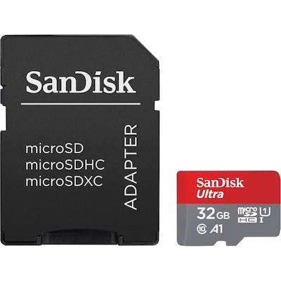 • Speichertyp: microSDHC (UHS-I) inklusive SD-Adapter • Speicherkapazität: 32 GB • Geschwindigkeitsklasse: Cl10