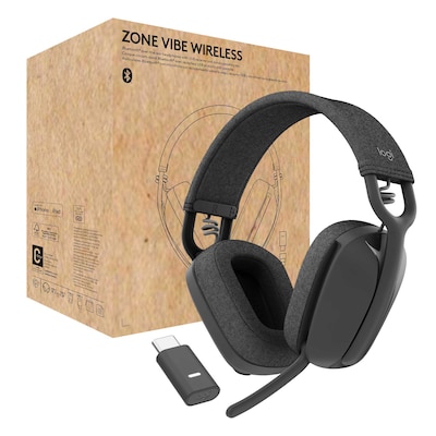 Logitech Zone Vibe Wireless for Business – Stereo Headset, Grafit, USB-A/-C, Bluetooth, Zertifiziert für Microsoft Teams