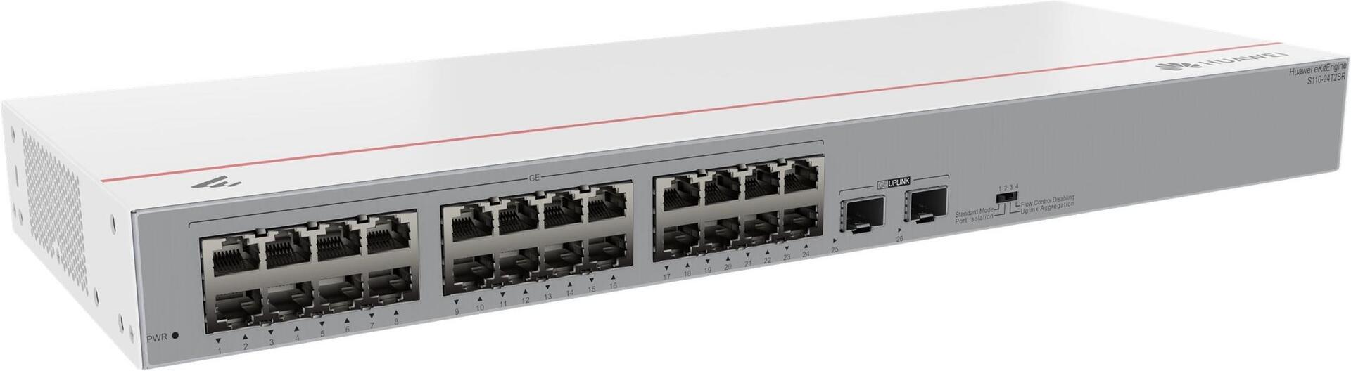 HUAWEI Switch S110-24T2SR 24×10/100/1000BASE-T ports 2xGE SFP ports AC power eKit DE (P) (98012196)