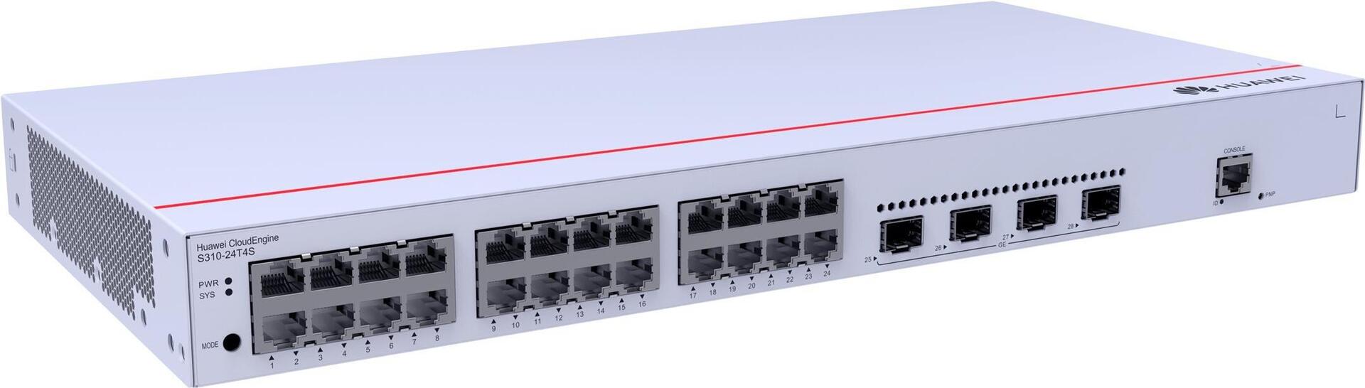 Hauptmerkmale rn rn Anschlüsse und Schnittstellen rn Anzahl der basisschaltenden RJ-45 Ethernet Ports 24 rn Basic Switching RJ-45 Ethernet Ports-Typ Gigabit Ethernet (10/100/1000) rn Anzahl Combo-SPF-Anschlüsse 4 rn Konsolen-Port RJ-45 rn rn Netzwerk rn Ethernet LAN Datentransferraten 10