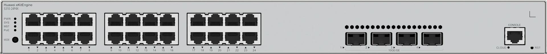 Huawei eKit Switch S310-24P4X 400W – Diese Serie von Ethernet-Switches – basierend auf hochleistungsfähiger Hardware der neuen Generation – kann in SOHO-Szenarien sowie für den Netzwerkzugang und die Aggregation in Unternehmenscampusnetzen eingesetzt werden. > Produkttyp- Switch- ear-Kategorie (ElektroG): relevant – Kategorie 6: kleine Geräte der IT- und TK-Technik – Kleine Geräte der IT- und TK-Technik B2C> Spezifikationen- Lüfter integriert- Switch-Art: Access> Anschlüsse- Bandbreite: 10/100/1000 MBit/s- Konsolenport- Hauptporttyp: Kupfer> Funktionen- Switch managebar: Ja- Montageart: 19 Rackmontage – Desktop- IGMP> Stromversorgung- Netzteil: integriert> Grundeigenschaften- Farbe: Grau- Höhe: 43.6 mm- Länge/Tiefe: 220 mm- Breite: 442 mm (98012382)