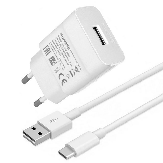 Huawei HW-059200 Ladegerät mit Ladekabel, Smartphone-Ladegerät (Netzteil 18 Watt, USB Typ-C Stecker, 1 Meter, Schnellladefunktion)