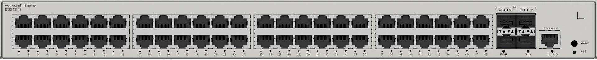 Hauptmerkmale Anschlüsse und Schnittstellen Anzahl der basisschaltenden RJ-45 Ethernet Ports 48 Basic Switching RJ-45 Ethernet Ports-Typ Gigabit Ethernet (10/100/1000) Anzahl installierten SFP Module 4 Konsolen-Port RJ-45 Netzwerk 10G-Unterstützung Ja Sicherheit DHCP-Funktionen DHCPv6 snooping Design Rack-Einbau Ja Formfaktor 1U Produktfarbe Grau Gehäusematerial Metall LED-Anzeigen Ja Internationale Schutzart (IP-Code) IP20 Leistungen Speicherkapazität 1 MB Flash-Speicher 2000 MB Energie Energiequelle AC Netzteil enthalten Ja AC Eingangsspannung 100 - 240 V AC Eingangsfrequenz 50/60 Hz Stromverbrauch (Standardbetrieb) 36