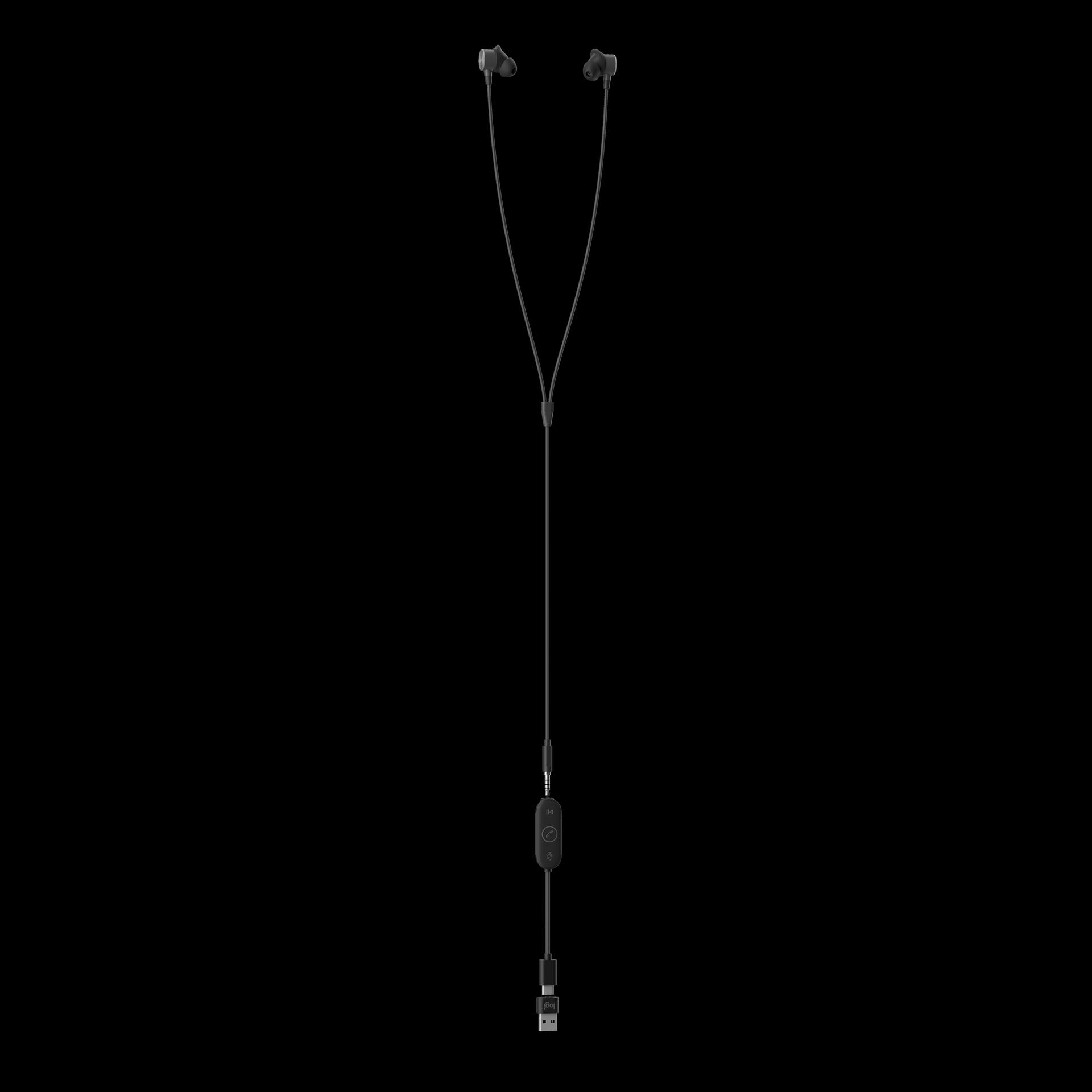 Logitech Zone Wired Earbuds – Headset – im Ohr – kabelgebunden – 3,5 mm Stecker – Geräuschisolierung – Graphite – optimiert für UC