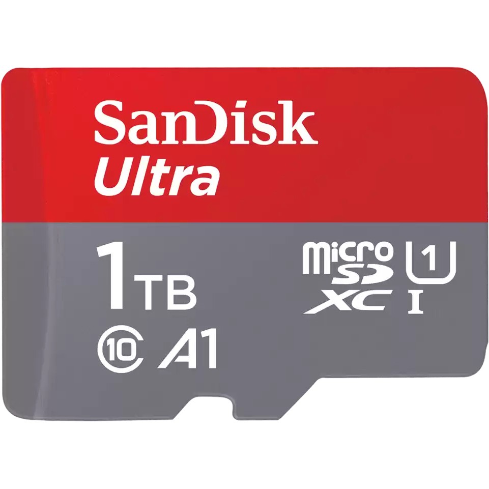 SpeicherKapazität: 1 TBFlash Card Typ: MicroSDXCLesegeschwindigkeit: 150 MB/sInterner Speichertyp: UHS-IUHS Speed Klasse: Class 1 (U1)Leistungsklasse der Anwendung: A1Flash-Memory-Klasse: Klasse 10MerkmaleProduktfarbe: Grau. RotGewicht und AbmessungenBreite: 15 mmTiefe: 1.02 mmHöhe: 10.9 mmVerpackungsdatenMenge pro Packung: 1 Stück(e)LieferumfangSpeicheradapter enthalten: SD - Eingabe / Ausgabe Speicher SD-Karten - SanDisk Ultra