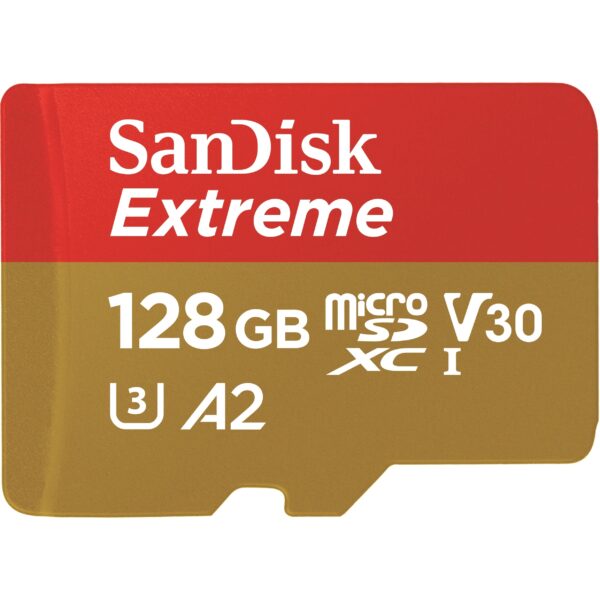 SpeicherKapazität: 128 GBFlash Card Typ: MicroSDXCLesegeschwindigkeit: 160 MB/sSchreibgeschwindigkeit: 90 MB/sUHS Speed Klasse: Class 3 (U3)Video-Geschwindigkeitsklasse: V30Leistungsklasse der Anwendung: A2MerkmaleProduktfarbe: Gold. RotBetriebsbedingungenBetriebstemperatur: -25 - 85 °CTemperaturbereich bei Lagerung: -40 - 85 °CGewicht und AbmessungenBreite: 15 mmTiefe: 10.9 mmHöhe: 1.02 mmVerpackungsdatenMenge pro Packung: 1 Stück(e)LieferumfangSpeicheradapter enthalten: SDLogistikdatenWarentarifnummer (HS): 85235190 - Eingabe / Ausgabe Speicher SD-Karten - SanDisk Extreme