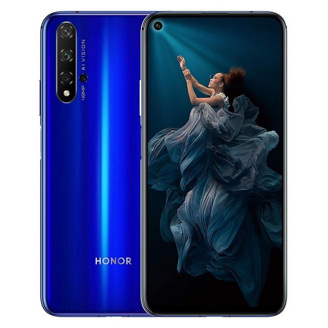 Huawei Honor 20 Dual Sim YAL-L21 128GB Sapphire Blue Smartphone (15,9 cm/6,26 Zoll, 128 GB Speicherplatz, 48 MP Kamera, GPU Turbo 3.0, Dynamic Holographic Design, Verschiedene KI Funktionen)