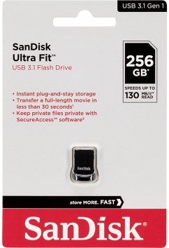 SanDisk Cruzer Ultra FitEigenschaften:USB 3.0 / 3.1 Gen. 1-Geschwindigkeiten in einem kleinen