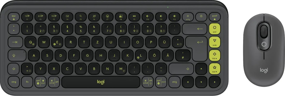 Logitech Pop Icon Combo Tastatur mit Maus, Grafit und Grün