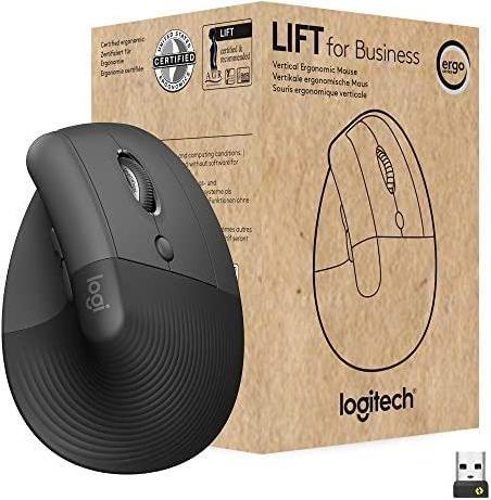 Logitech Lift for Business – Vertikale Maus für Rechtshänder – ergonomisch – 6 Tasten – kabellos – Bluetooth, 2,4 GHz – Logitech Logi Bolt USB-Receiver – Graphite (910-006494)