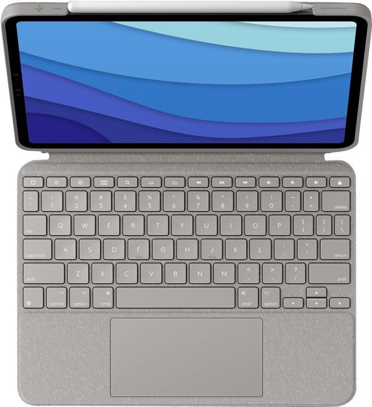 Kurzinfo: Logitech Combo Touch - Tastatur und Foliohülle - mit Trackpad - hintergrundbeleuchtet - Apple Smart connector - QWERTZ - Deutsch - Sand - für Apple 27