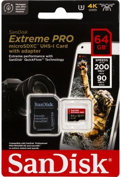 SanDisk microSDXC 64GB Extreme Pro A2 C10 V30 UHS-I U3