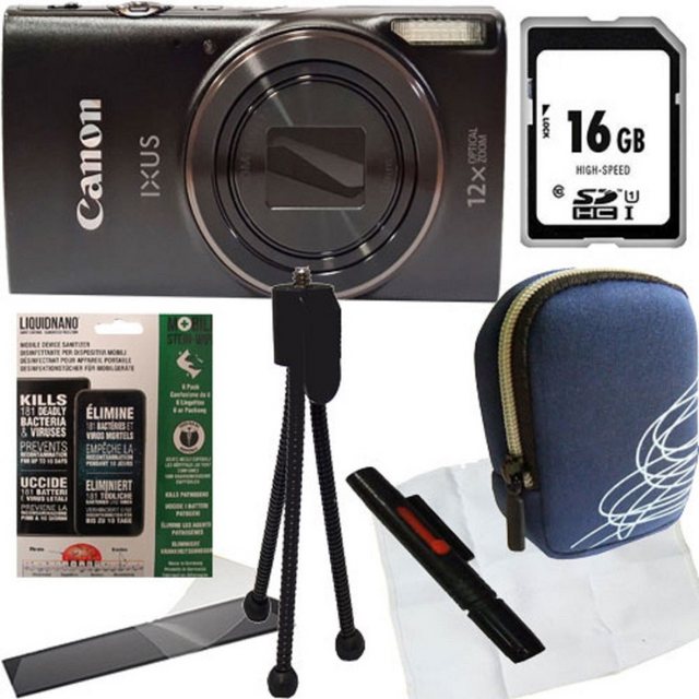 Canon Ixus 285 HS schwarz Set Angebot Tasche blau Vollformat-Digitalkamera