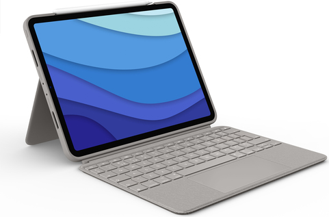 Logitech Combo Touch – Tastatur und Foliohülle – mit Trackpad – hintergrundbeleuchtet – Apple Smart connector – QWERTY – Spanisch – Sand – für Apple 27,90cm (11)  iPad Pro (1. Generation, 2. Generation, 3. Generation)