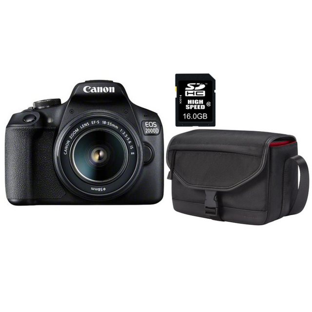 Canon EOS 2000D EF-S 18-55 IS II Value Up Kit inkl. Tasche SB130 und 16GB SD Spiegelreflexkamera