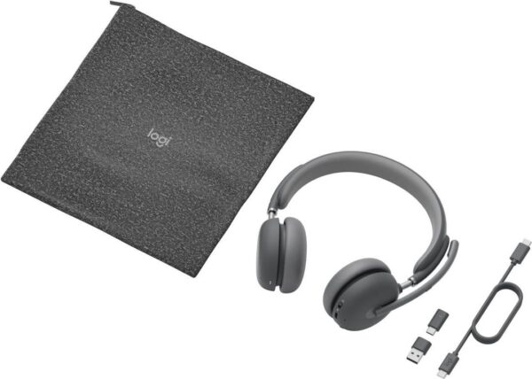 Logitech Zone Wireless 2 - Headset - On-Ear - Bluetooth - kabellos - aktive Rauschunterdrückung - Adapter USB-C via Bluetooth - Graphite - Zertifiziert für Microsoft Teams (981-001152)