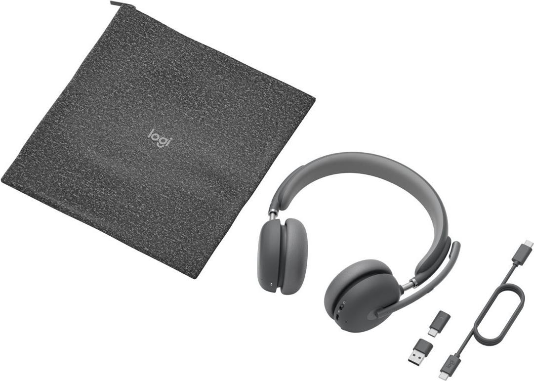 Logitech Zone Wireless 2 – Headset – On-Ear – Bluetooth – kabellos – aktive Rauschunterdrückung – Adapter USB-C via Bluetooth – Graphite – Zertifiziert für Microsoft Teams (981-001152)