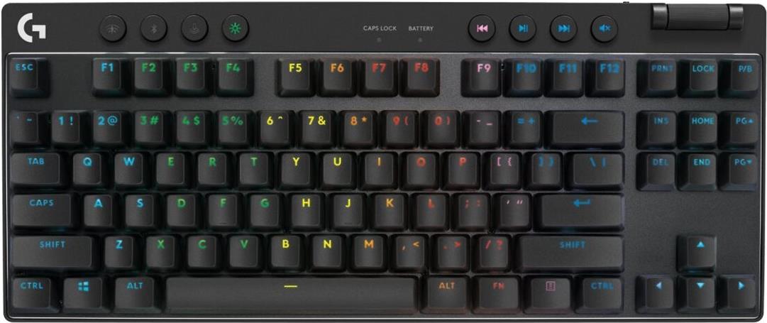 Logitech G PRO X TKL – Tastatur – Gaming – Hintergrundbeleuchtung – Bluetooth, 2.4 GHz – QWERTY – US International – Tastenschalter: Tactile – Schwarz (920-012136)