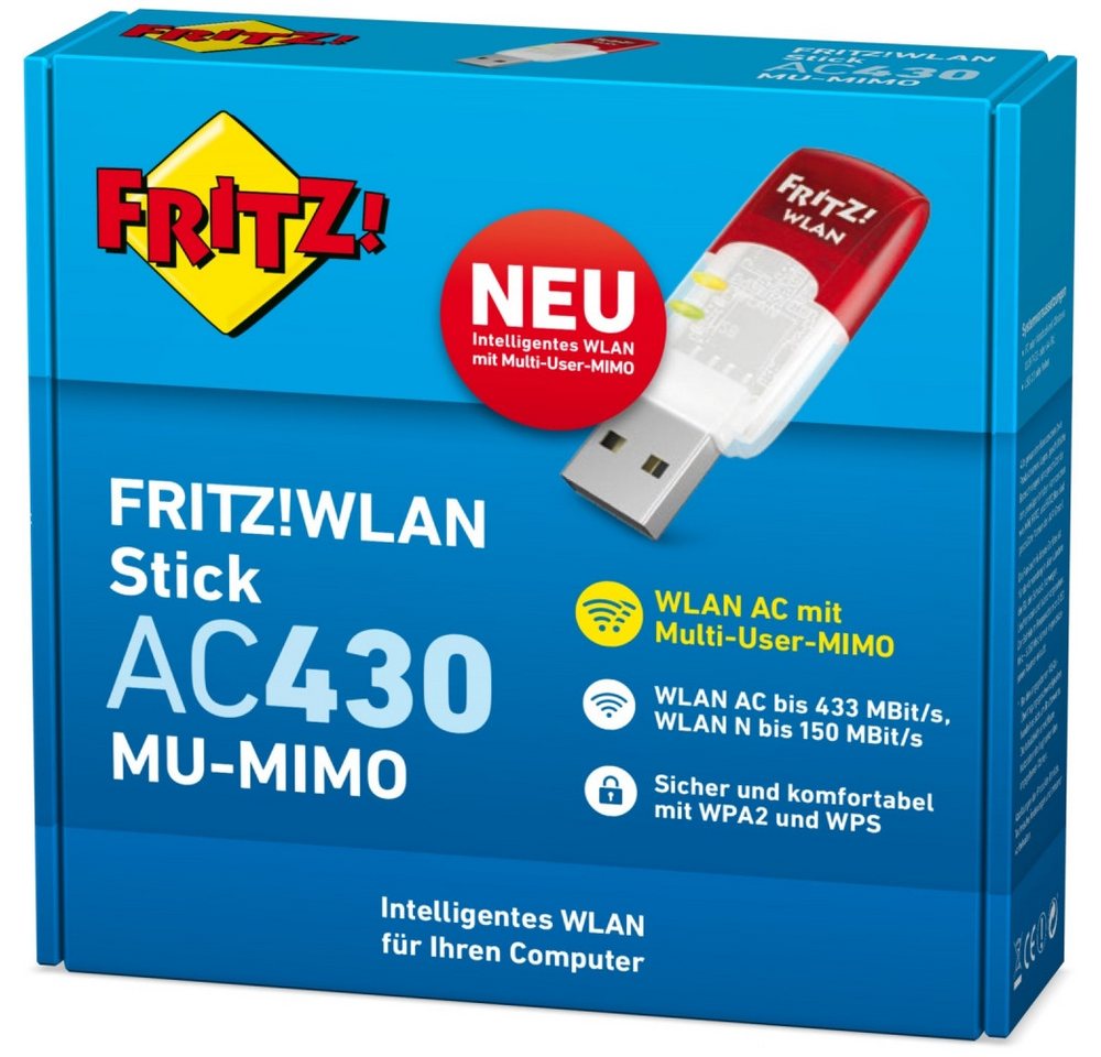 AVM WLAN-Stick AVM FRITZ!WLAN Stick AC 430 MU-MIMO WLAN-Adapter, MU-MIMO