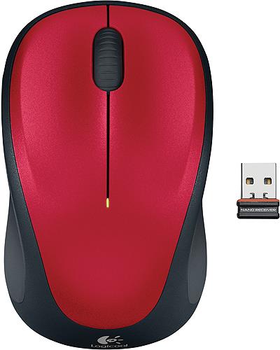 Logitech M235 – 2nd Generation – Maus – rechts- und linkshändig – optisch – kabellos – 2.4 GHz – kabelloser Empfänger (USB) – Rot