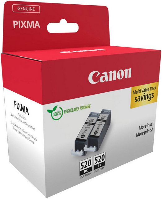 Canon PGI-520BK (Doppelpack) Tintenpatrone (Packung, 2-tlg)