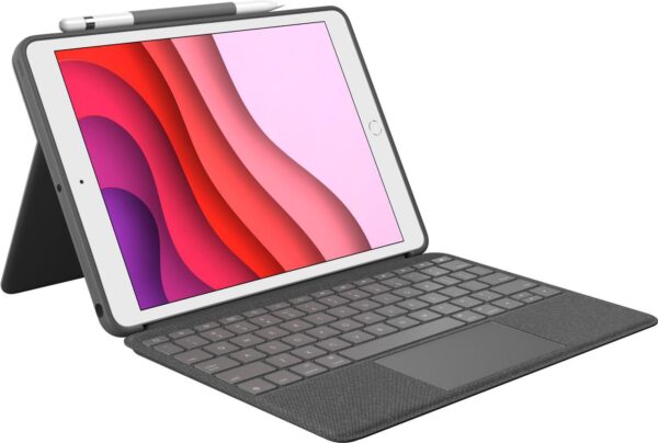 Kurzinfo: Logitech Combo Touch - Tastatur und Foliohülle - mit Trackpad - hintergrundbeleuchtet - Apple Smart connector - Deutsch - Graphite - für Apple 10.2 iPad (7. Generation & 9. Generation)