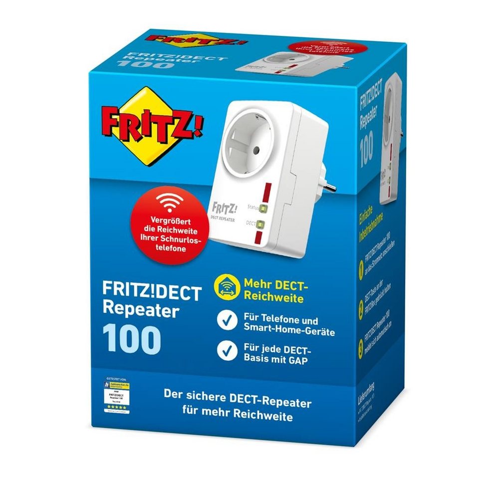 AVM FRITZ!DECT Repeater 100 WLAN-Repeater, erhöht die Reichweite Ihrer Schnurlostelefone