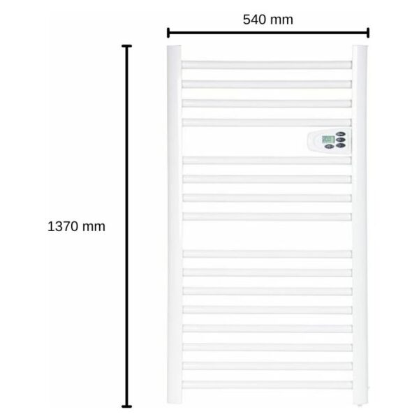 Elektrischer Handtuchheizkörper Secco 750 W Technische Daten: Leistung: 750 W Material: Aluminium Digital-Raumtemperaturregler Anschlusskabel: 1