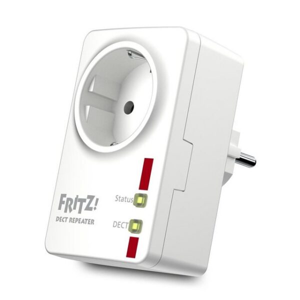 Der sichere DECT-Repeater für mehr Reichweite   Der FRITZ!DECT Repeater 100 sorgt schnell und einfach für mehr Reichweite für Ihre schnurlosen DECT-Telefonate. In Kombination mit der FRITZ!Box sind alle Telefonate über den Repeater abhörsicher verschlüsselt.   Für mehr Bewegungsfreiheit   Der FRITZ!DECT Repeater erhöht die Reichweite Ihrer Schnurlostelefone. Sie können darüber bis zu drei Gespräche gleichzeitig führen. Die Daten sind im Zusammenspiel mit einer FRITZ!Box von Anfang an sicher geschützt.   Reichweite für Komfortdienste   Wenn Sie mit Ihren Telefonen den natürlichen Klang der HD-Telefonie genießen