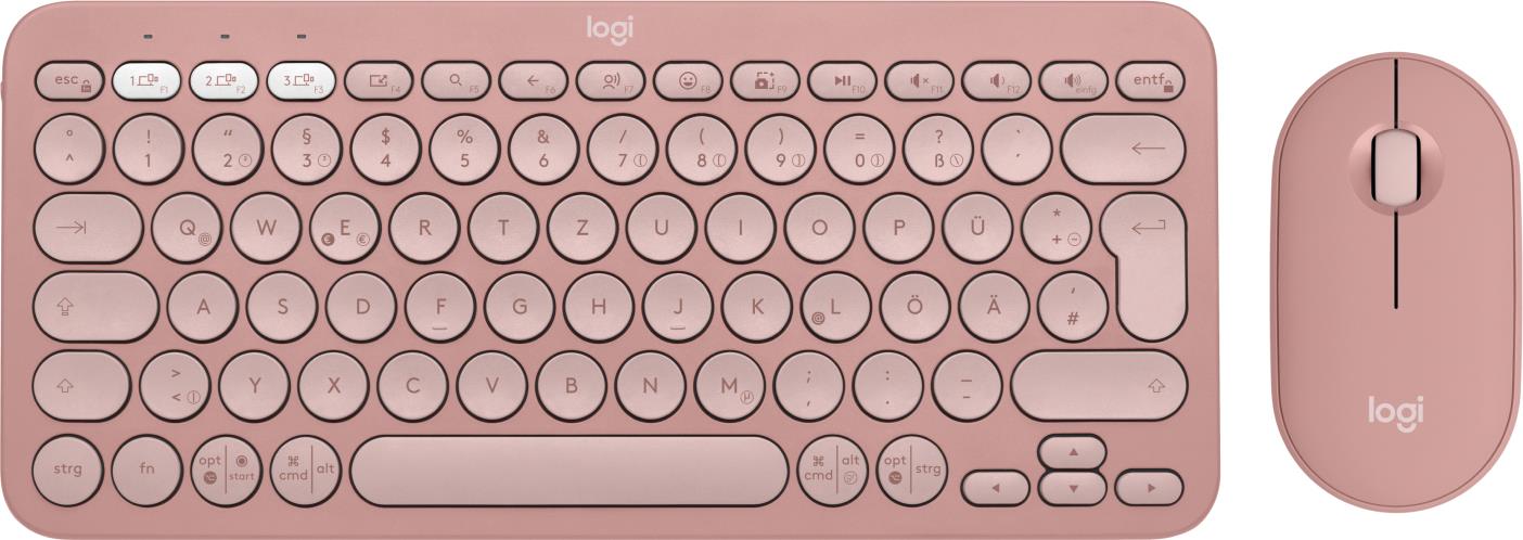 Logitech Pebble 2 Combo Tastatur Maus enthalten Universal RF Wireless + Bluetooth QWERTZ Deutsch Pink (920-012205)