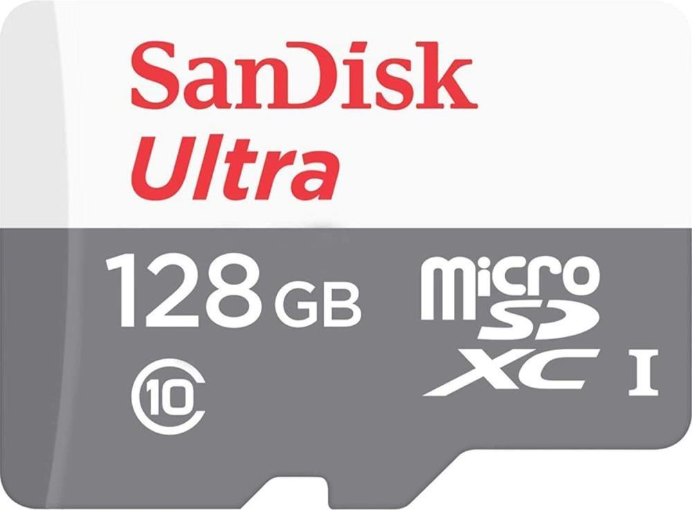 SANDISK 128GB ULTRA LITE WHITE/GRAY MICROSDXC 100MB/S CLASS 10 UHS-I (SDSQUNR-128G-GN3MN)