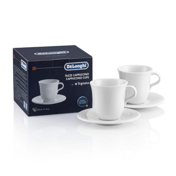 • Servieren Sie Ihren Cappuccino stilvoll mit diesem Set aus 2 handgefertigten Tassen und Untertassen • Die perfekte Tasse für jedes heiße Getränk • Mikrowellengeeignet und spülmaschinenfest • Fassungsvermögen: 270ml • Hergestellt aus weißem Porzellan