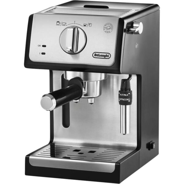 • Traditioneller Siebträger für Kaffeepulver und E.S.E.-Pads • Schmales Design von nur 15 cm Breite • Cappuccino-System (Milchaufschäumdüse) • Thermoblock-System