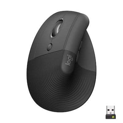 Logitech Lift Left Vertical Ergonomic Mouse, Linkshändervariante ,Gummibeschichtete Grifffläche, Bequeme Daumenauflage, 4 anpass