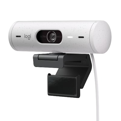 Logitech Brio 500 Webcam – Off White, Full-HD Auflösung, 90°-Sichtfeld, 2 Mikrofone, Abdeckblende